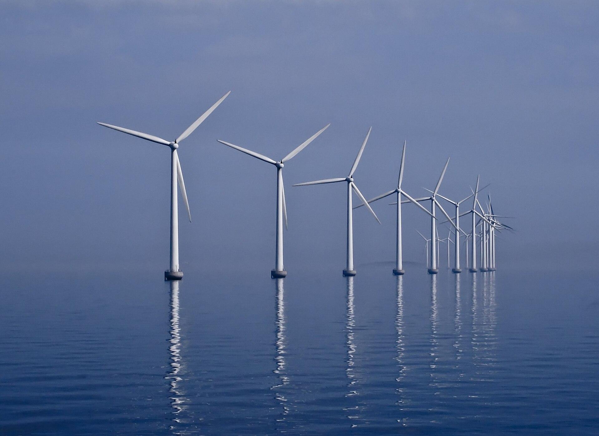 Offshore wind turbines over open water